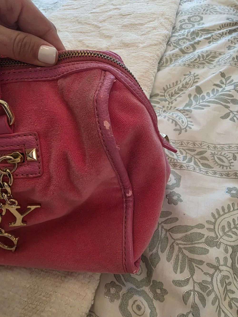 Vintage Juicy Couture Pink Velour Bag With Charms